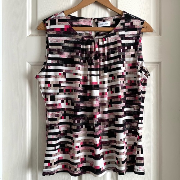 Calvin Klein Pleat Neck Top Sleeveless Size P - Picture 13 of 17